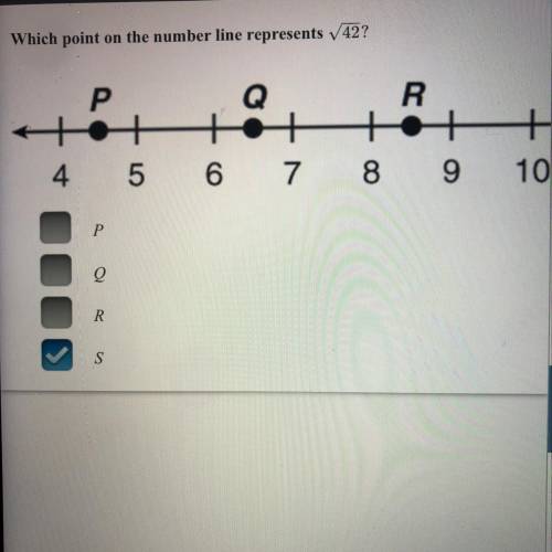 Which point on the number line represent 42? A.P B.Q C.R D.S