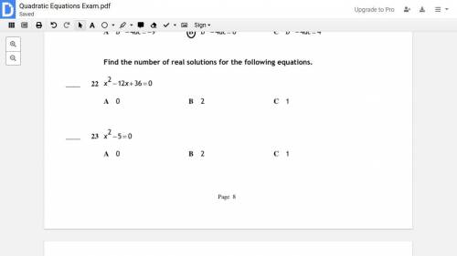 Find the number of real solutions for the following equations  QUESTIONS 22,23 A B C D QUESTIONS PLZ