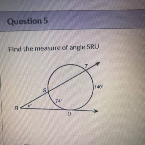 I need to find the measure of angle SRU.Helpp!!