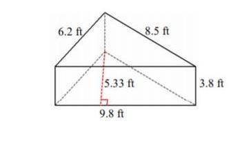 What is the surface area of this triangular prism rounded to the nearest tenth? a) 133.5 ft2 b) 145.