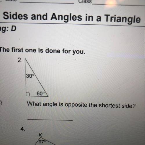 What angle is opposite the shortest side