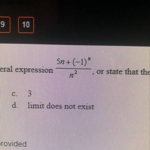 Evaluate the limit a. 1 b. 0 c. 3 d. Limit does not exist