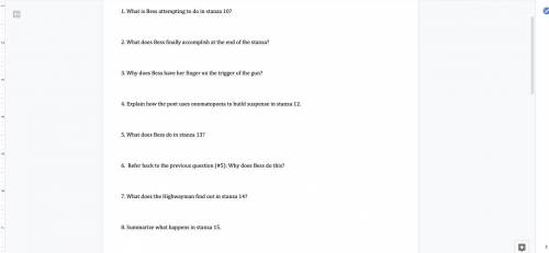 Please help! Read stanzas 10-17 that I attached (Poem is called The Highwayman) and answer questions