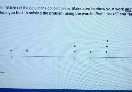 Find the mean of the data in the dot plot below. Make sure to show your work and explainthe steps yo