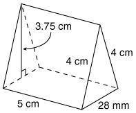 What is the surface area of the following triangular prism? 64.5 cm2 54 cm2 52.5 cm2 59.25 cm2
