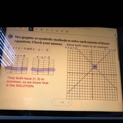 Use graphic or symbolic methods to solve each system of linear equations.Check your answer.