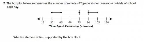 Question 2 from the video on Box Plots. * A. The data represents 75 student responses. B. There are