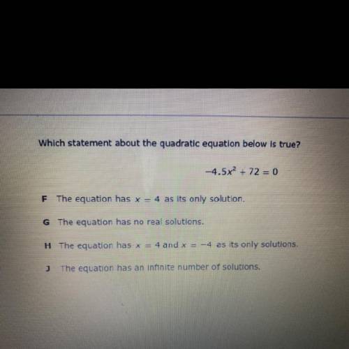 Which statement about the quadratic equation below is true?