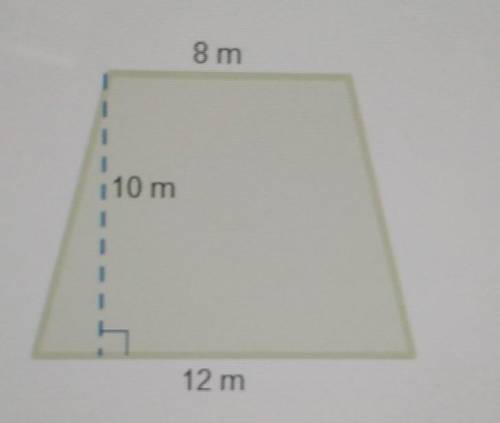What's the area of the trapezoid .80m² 96m² 100m² 120m²