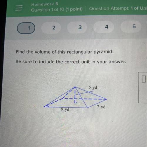 Find the volume of this rectangle pyramid