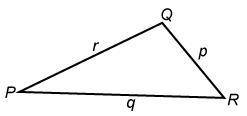 If the area of △PQR is A, give the expressions that complete the equation for the measure of ∠R.m∠R