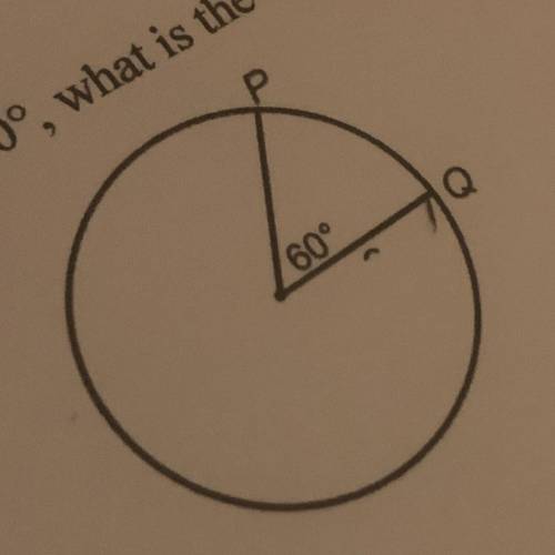If you have a circle with an area of 25π cm² and the measure of arc PQ is 60°, what is the area of t