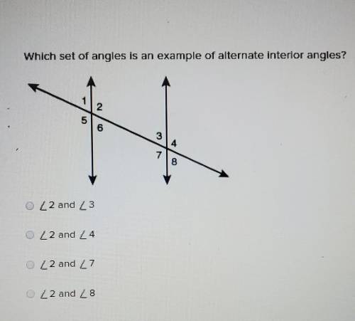 Which set of angles is an example of alternate interior angles?