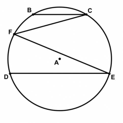 In circle A shown, BC || DE , mBC=58° and mDE=142°. Determine the measure of ZCFE . Show how you arr