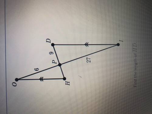 In the diagram below, OH is parallel to ID. Find the length of HD.