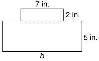 The area of the following composite figure is 74 square inches. What is the area of the larger recta