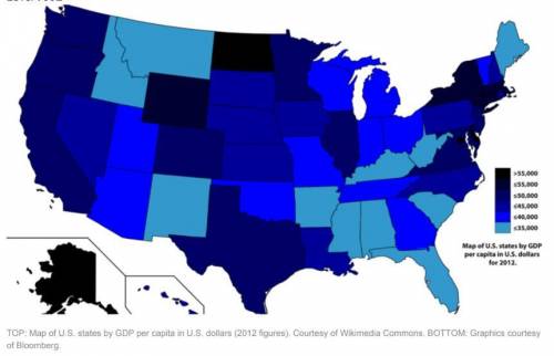What does the map show about GDP in the United States? a It stayed the same in most states in 2012.
