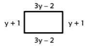 Write an expression to show the perimeter of the rectangle. Then find the perimeter if y = 2 inches.