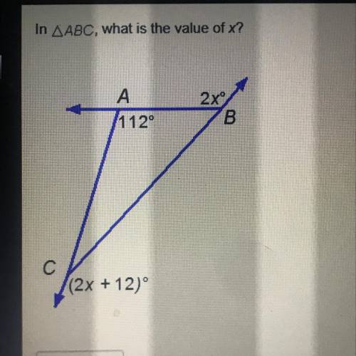 In ΔABC what is the value of x?