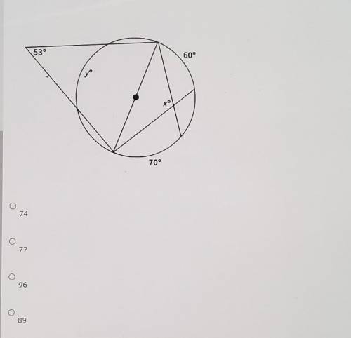 Find the value of y.(Note: The line passing through the center of the circle is a diameter.)