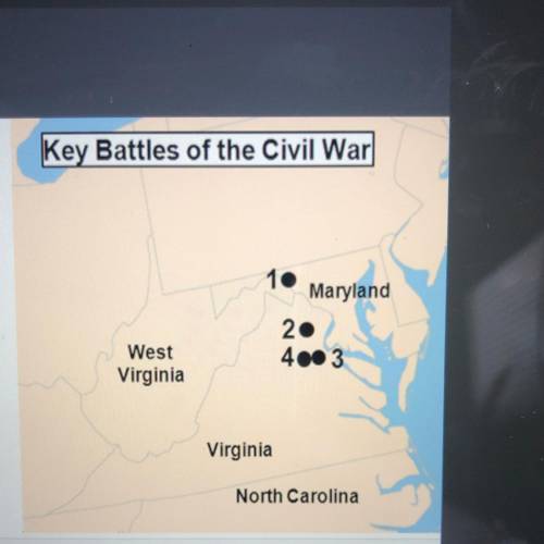 Use the map to help you fill in each blank Key Battles of the Civil War Where did the majority of th