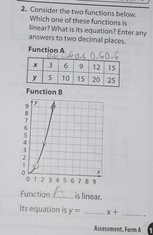 2. Consider the two functions below.Which one of these functions islinear? What is its equation? Ent