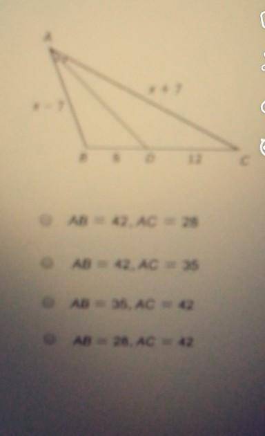 Identify the lengths of segment ab and segment ac