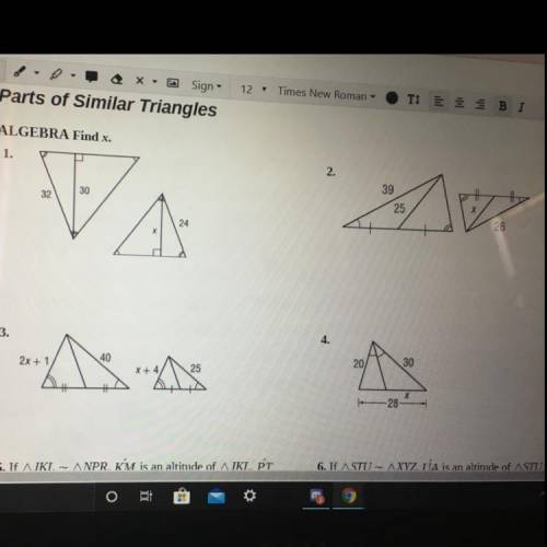 Parts of similar triangles : Find X