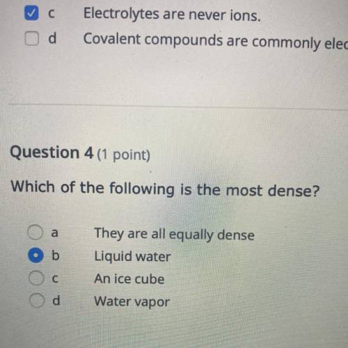 Which of the following is most dense