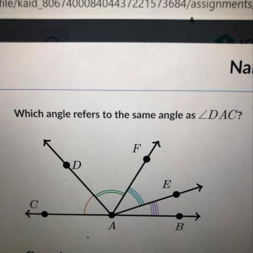Which angle refers to the same angle as