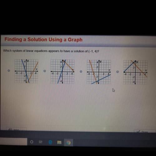 Which system of linear equations to have a solution of (-1, 4)