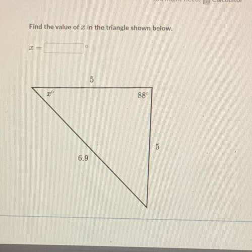 Find the value of 2 in the triangle shown below.