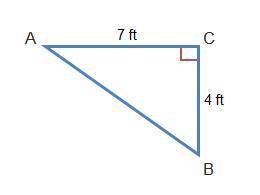 What is the length of the hypotenuse of the triangle?StartRoot 22 EndRoot ftStartRoot 33 EndRoot ftS