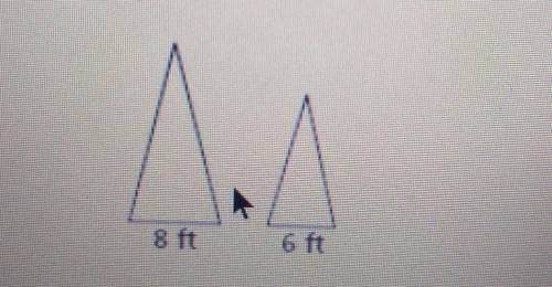 The triangles below are similar. the area of the large triangle is 48ft what is the area of the smal