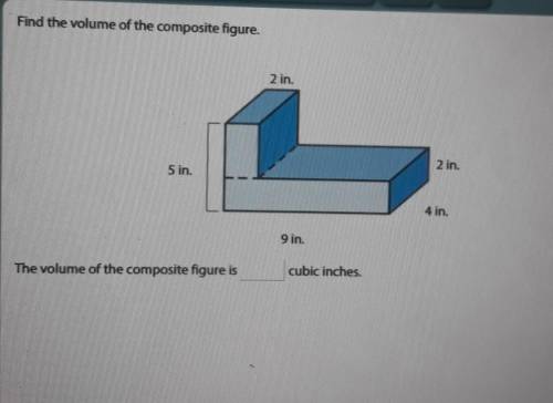 Find the volume of the composite figure.5 in9 in.The volume of the composite figure iscubic inches