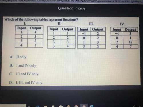 Which of the following tables represent functions?