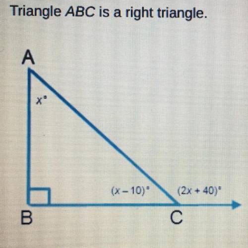 Triangle ABC is a right triangle. Which equations can be used to find the value of x? Check all that