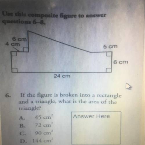 If the figure is broken into a rectangle and a triangle, what is the area of the triangle?