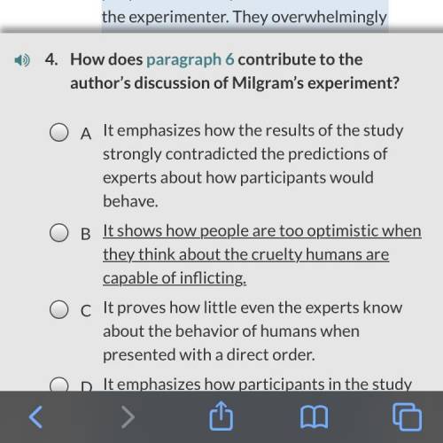 4. How does paragraph 6 contribute to the author’s discussion of Milgram’s experiment?