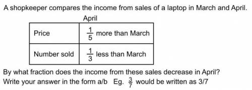 A shopkeeper compares the income from sales of a laptop in March and April. more than March less tha