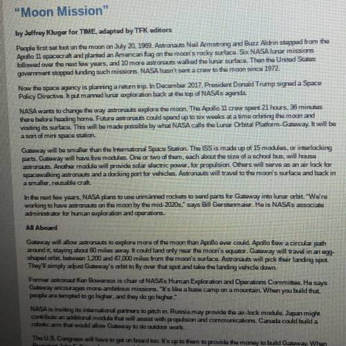 HELP ASAP Read the passages Moon Mission and Laika. What idea is in both passages? A.Animals are oft