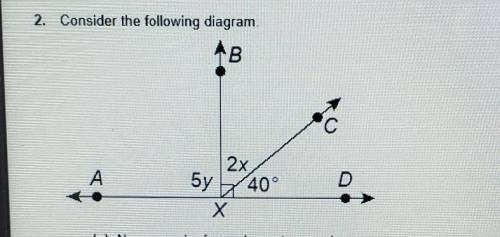 Consider the following diagram. (Question A) Name a pair of complementary angles. ( Question B) Name