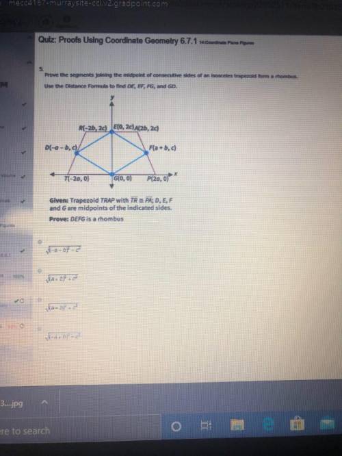 PLEASE HELP?  Prove the segments joining the midpoint of consecutive sides of an isosceles trapezoid