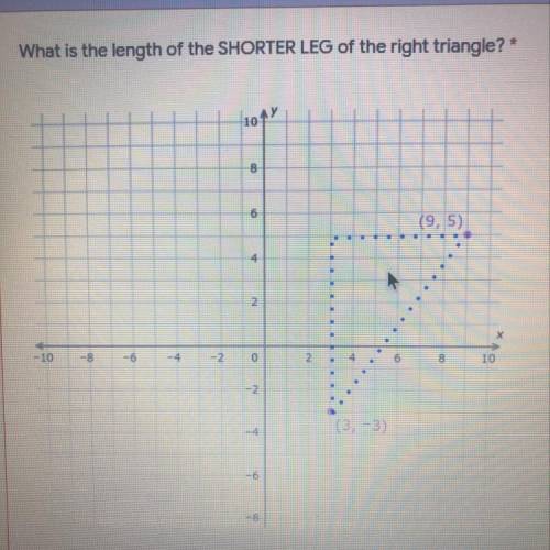 What is the length of the shorter leg of the right triangle?