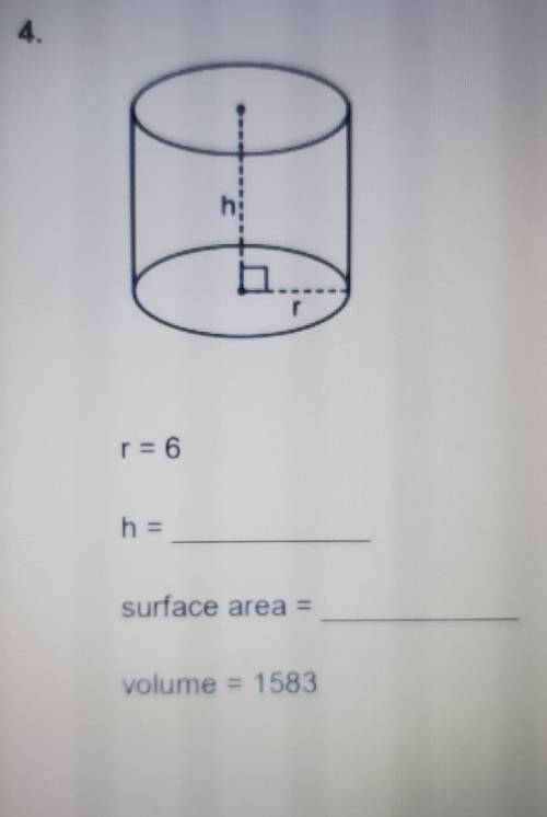 What does h equal and what is the surface area