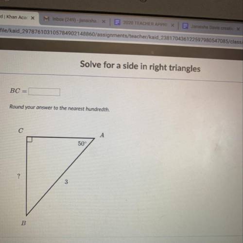 Solve for a side in right triangles Go to lesson page BC= Round your answer to the nearest hundredth