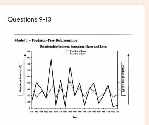 Using the data from the graph, explain the relationship between the population of snowshoe hares and