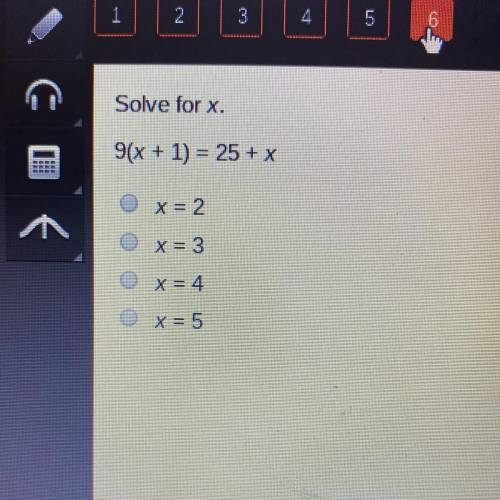 Solve for x 9(x+1)=25+x
