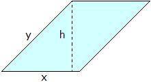 If x = 7 units, y = 13 units, and h = 10 units, then what is the area of the parallelogram shown abo