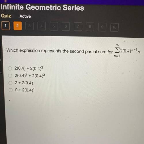 Which expression represents the second partial sum for